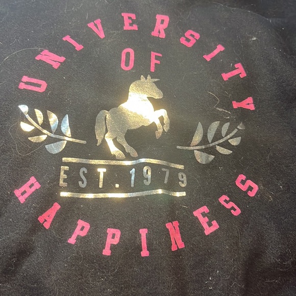 Soft and comfy black, pink, Silver and grey unicorn cropped hoodie - Picture 6 of 7